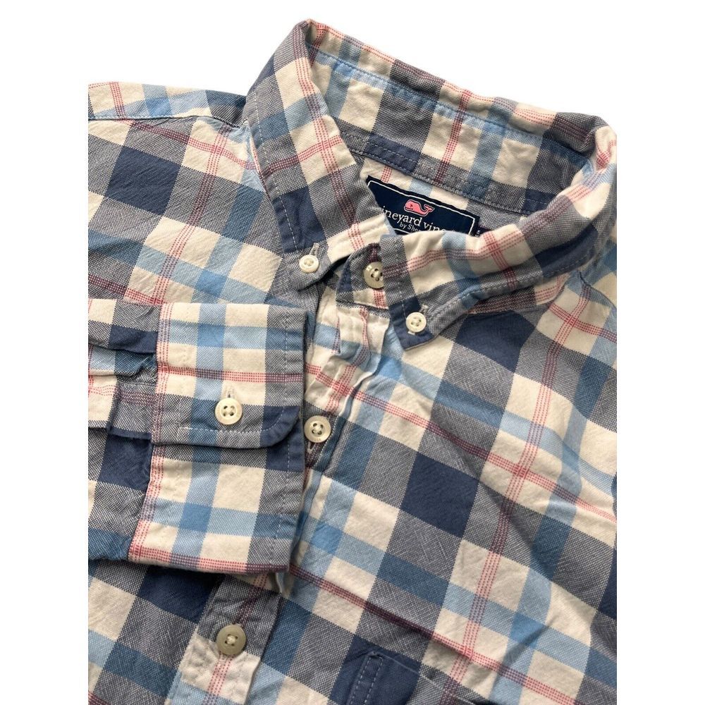 Vineyard Vines Long Sleeve Slim Fit Tucker Shirt Whale Plaid Stretch Mens Medium